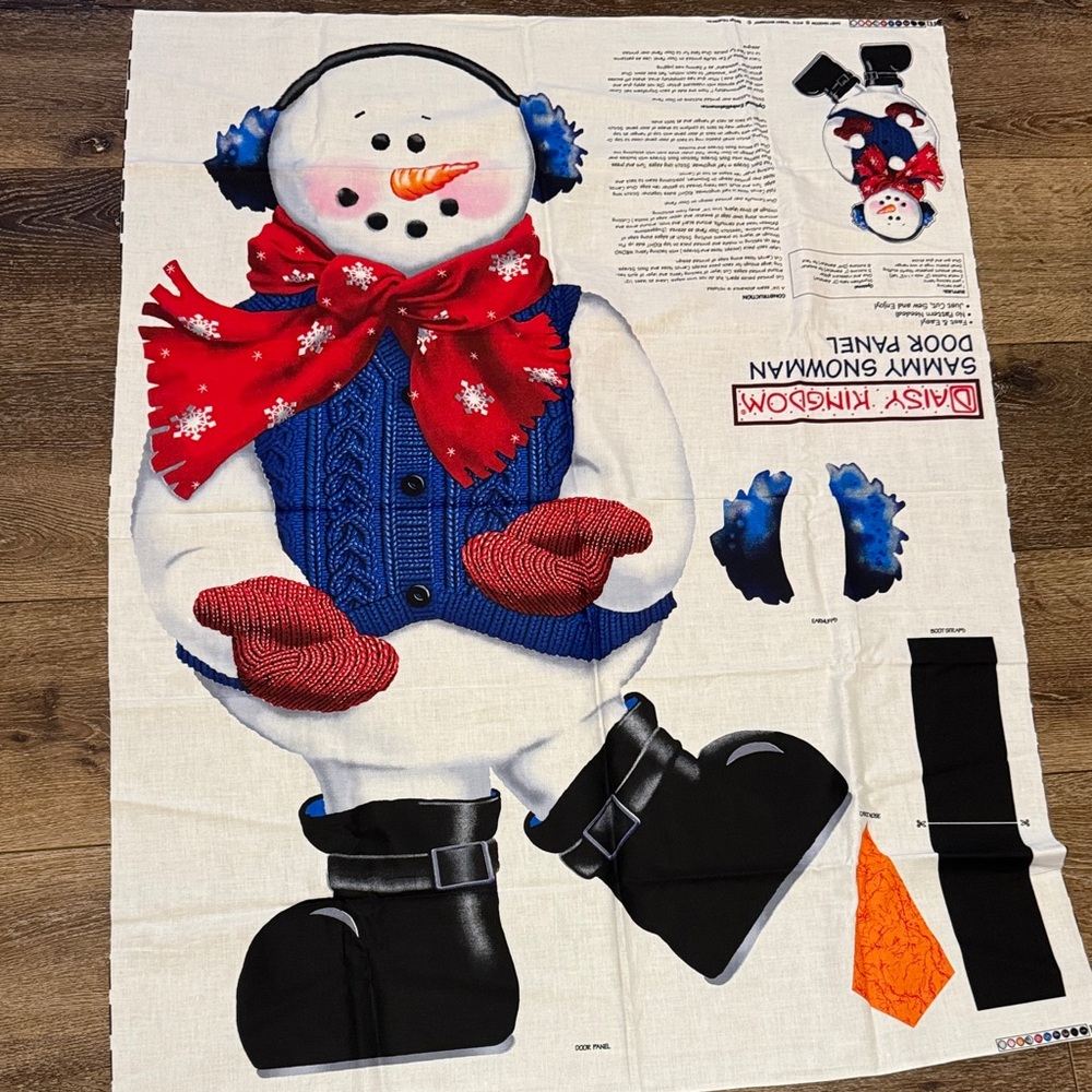 vintage Daisy Kingdom "Sammy Snowman" cut-and-sew‎ fabric door panel from 1997